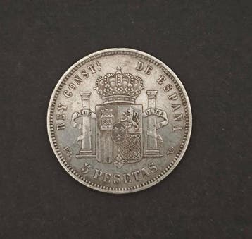 Spanje. Alfonso XIII. 5 Pesetas 1894*94 PGV (Zonder