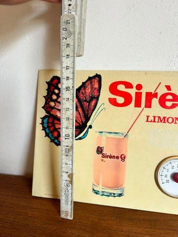 Panneau publicitaire rare avec thermomètre Sirène Limonade -