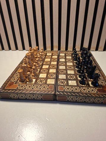 Schaakspel - Parelmoer Staunton schaakspel & Backgammon -, Antiquités & Art