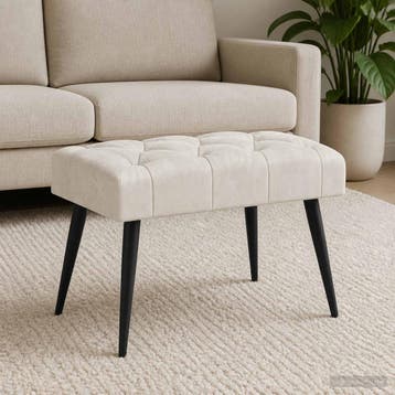 vidaXL Bank met knopen tufting Crèmekleurig 60 x 40 x 45 cm, Verzenden, Nieuw