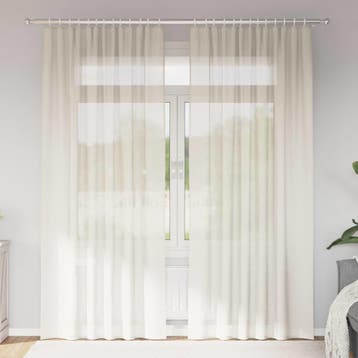 vidaXL Gordijnen voile met roedezakken 2 st crèmekleurig, Huis en Inrichting, Stoffering | Gordijnen en Lamellen, Verzenden, Nieuw