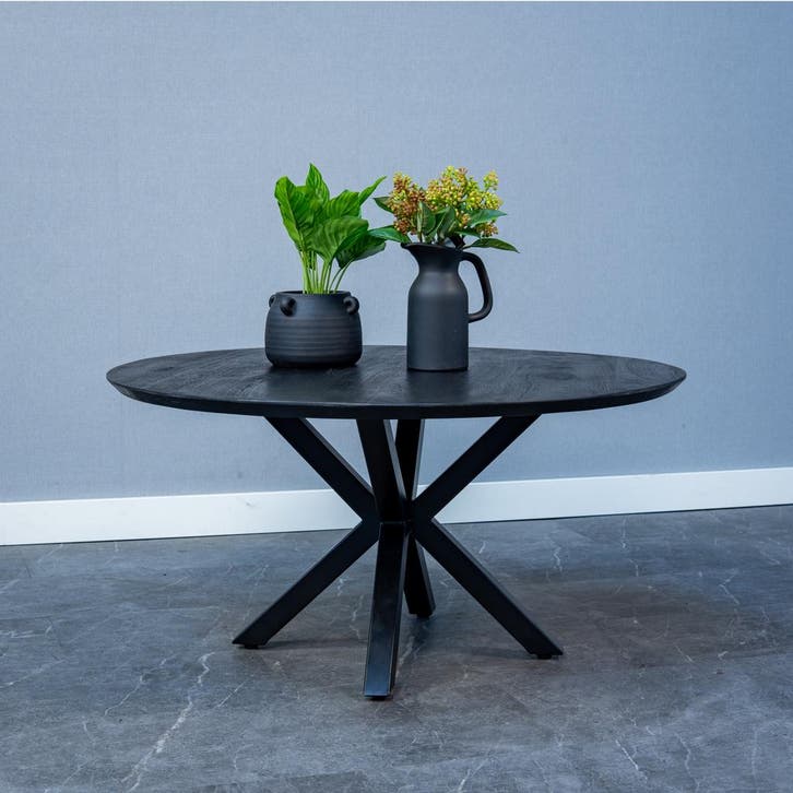 Salontafel Mangohout Tess Rond 90 Zwart, Maison & Meubles, Tables | Tables de salon, Envoi