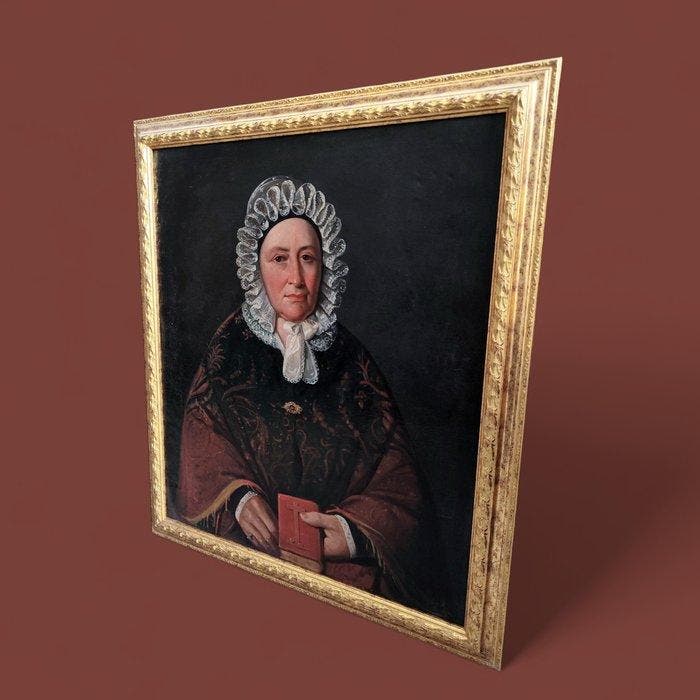 Ecole française (XIX) - Portrait féminin au livre de, Antiek en Kunst, Kunst | Schilderijen | Klassiek