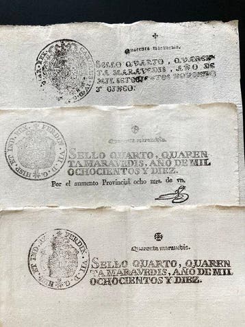 Spanje 1741/1895 - Spaans zegelpapier. 7 verschillende, Gestempeld