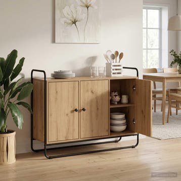 vidaXL Dressoir Artisanaal eiken 102 x 35 x 75 cm Bewerkt, Verzenden