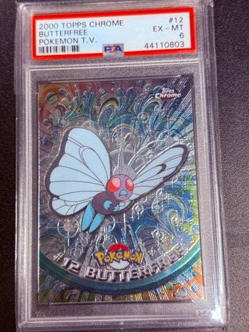 Pokémon - 1 Graded card - Butterfree 12 Foil - PSA 6 -, Hobby en Vrije tijd, Nieuw