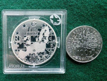 Frankrijk. 1 1/2 Euro / 100 Francs 1983/2004 (2 coins) Incl.