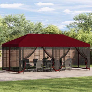 vidaXL Paviljoen met zijwanden 6 x 3 m Bordeauxrood, Verzenden