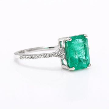 Zonder minimumprijs - Ring Platina - 2.26ct. tw. Smaragd -