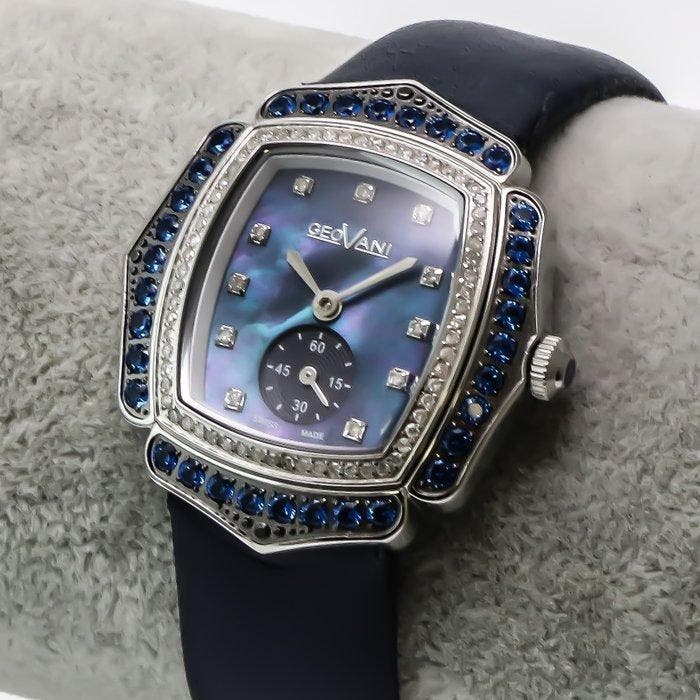 Geovani - Swiss Diamond Watch - GOL593-SL-D-9 - Sans prix de, Handtassen en Accessoires, Horloges | Heren