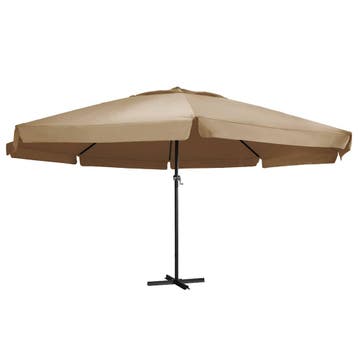 vidaXL Parasol met aluminium paal 600 cm taupe, Tuin en Terras, Verzenden, Nieuw