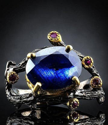 Saffier - Zilver - Ring - Mystic Design, Antiek en Kunst