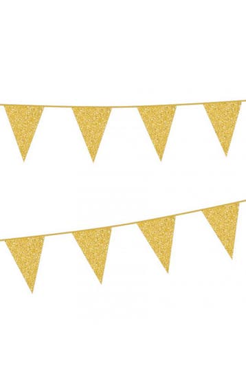 Vlaggetjes Goud Glitters Vlaggenlijn 6 Meter Gouden Vlaggen, Ophalen of Verzenden, Nieuw