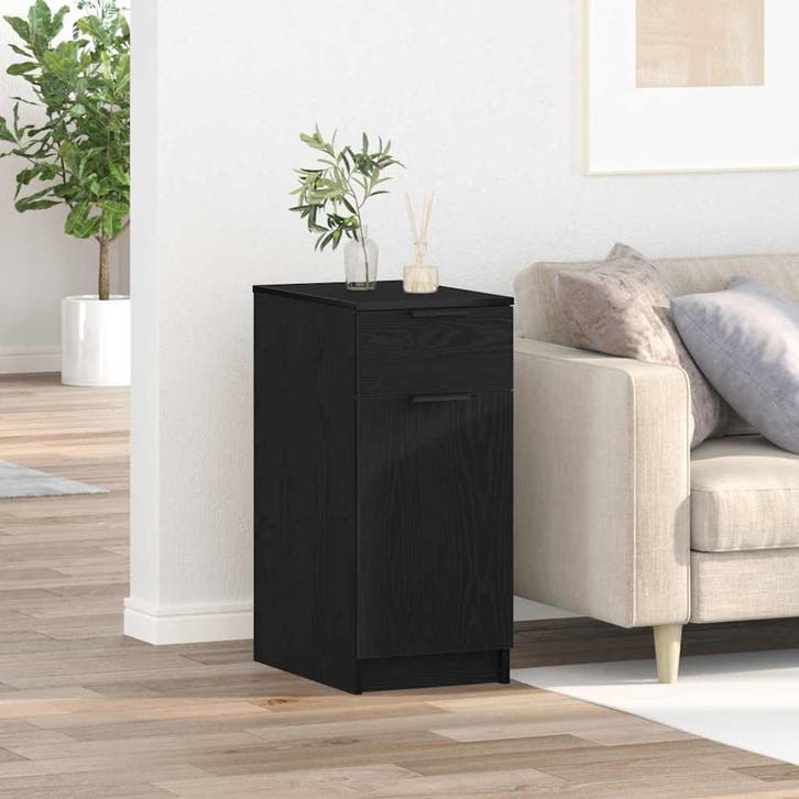 vidaXL Kantoor kast Zwart Eiken 33 x 50 x 75 cm Bewerkt hout, Huis en Inrichting, Kasten | Overige, Nieuw, Verzenden