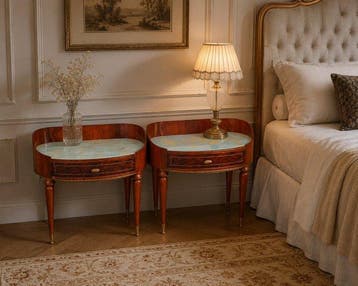 Table de chevet (2) - Bois, Verre - Paire de tables de