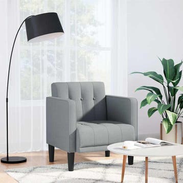 vidaXL Fauteuil met armleuningen Lichtgrijs 53 cm Stof, Verzenden