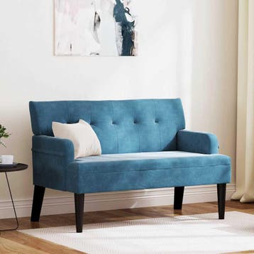 vidaXL Chesterfield Bank Blauw 112 x 65,5 x 75 cm Fluweel, Verzenden