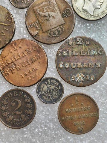 Noorwegen. Lot of 15 coins, incl. silver various, Gestempeld