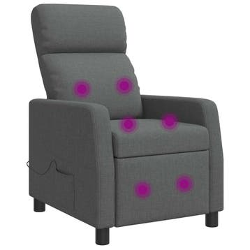 vidaXL Massage Relaxstoel Donkergrijs Stof, Maison & Meubles, Fauteuils, Verzenden