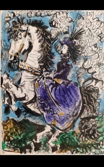 Pablo Picasso (1881-1973) - Jacqueline on White horse, Antiquités & Art
