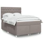 vidaXL Boxspring met matras stof taupe 140x190 cm, Verzenden
