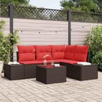 vidaXL Tuinbank Set met kussen 5 pcs Bruin poly rattan, Verzenden, Nieuw