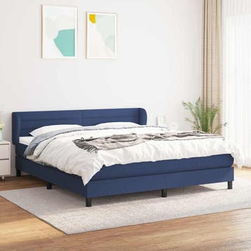 vidaXL Boxspring met matras stof blauw 160x200 cm, Verzenden