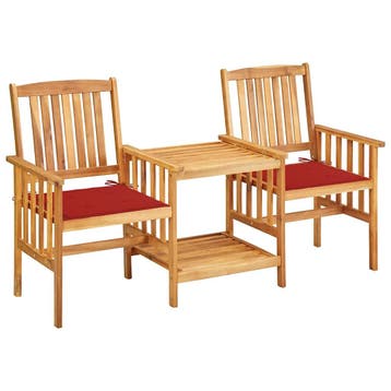 vidaXL Tuinstoelen met tafeltje en kussens massief, Verzenden, Nieuw