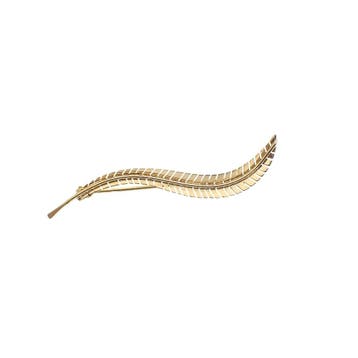 Vintage gouden broche van een veer, Bijoux, Sacs & Beauté, Broches, Ophalen of Verzenden