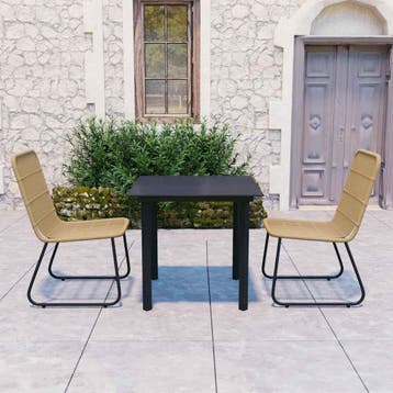 vidaXL 3-delige Tuinset poly rattan en glas, Tuin en Terras, Verzenden, Nieuw, Tuinset