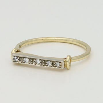 Bague - 14 carats Or jaune, Or blanc Diamant (Naturelle)