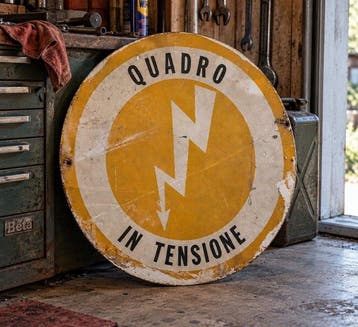 Cartello industriale vintage “Quadro in Tensione” – Metallo