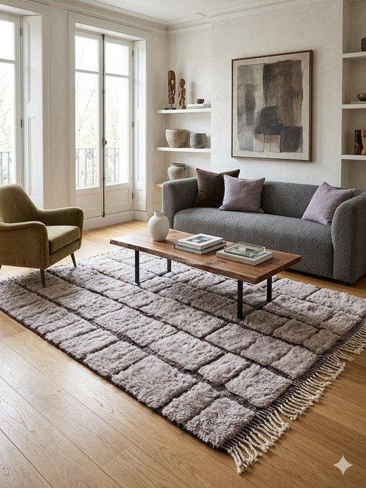 Tapis berbère Mrirt tissé main – Motifs carrés géométriques, Huis en Inrichting, Stoffering | Tapijten en Vloerkleden