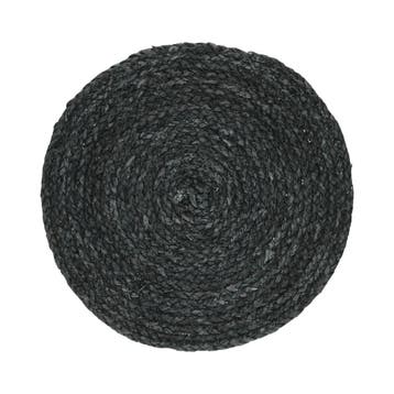 Pomax Tresse Placemat Rond - Mais - 38 cm - Zwart, Huis en Inrichting, Verzenden, Nieuw