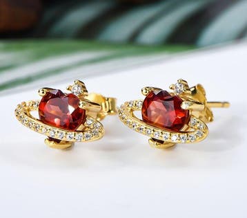 Zonder minimumprijs - Oorbellen Zilver - 2.10ct. tw. Granaat
