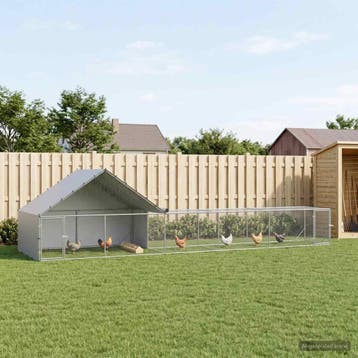 vidaXL Kip Coop met Dak en Tuin 2 st zilver 8 x 2 x 1,9 m, Dieren en Toebehoren, Verzenden, Nieuw
