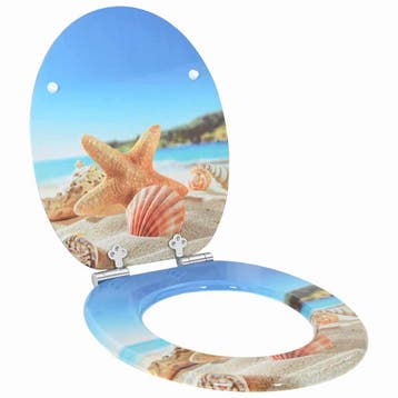 vidaXL Toiletbril Zee Schelp 44 x 38 cm Bewerkt hout, Verzenden, Nieuw
