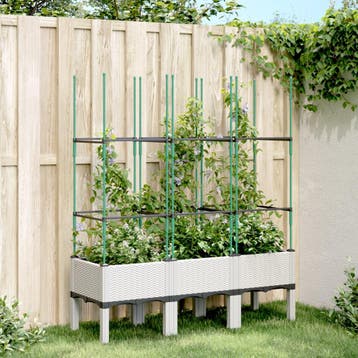vidaXL Plantenbak met latwerk 120x40x142,5 cm polypropeen, Verzenden