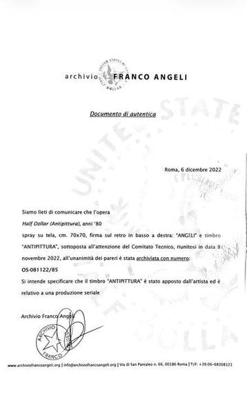 Franco Angeli (1935-1988) - Half Dollar (Antipittura)