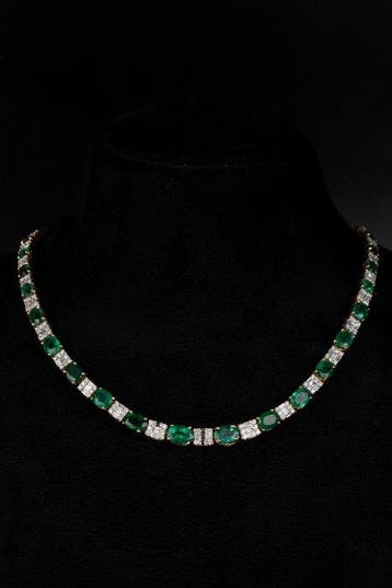 Halsketting - 18 karaat Geel goud - 12.93ct. tw. Smaragd -, Nieuw