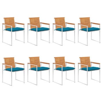 vidaXL Tuinstoelen 8 st met kussens massief acaciahout, Verzenden, Nieuw