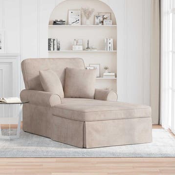 vidaXL Chaise Lounge met Rok met kussen Beige 157 x 91 x 91, Verzenden, Nieuw