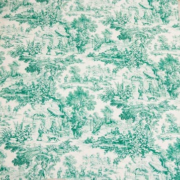 AA193 - Elegante Toile de Jouy Smeraldo - Meubelstof - 300