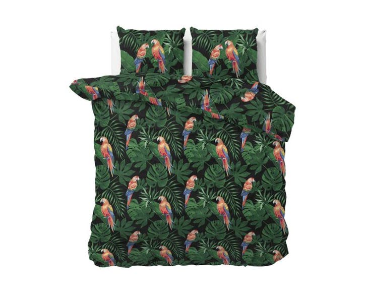 Sleeptime Elegance Tropical Parrot Groen - 240X200/220 + 2 x, Huis en Inrichting, Slaapkamer | Beddengoed