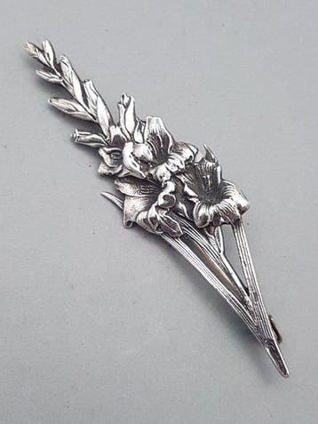 Zilver, Grote Art Deco, lelies - Broche - B & V. Steenwijk,