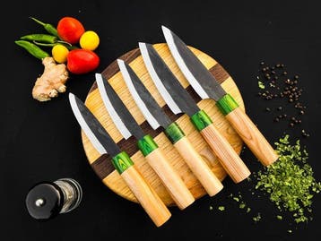 Keukenmes - Kitchen knife set - 576 - Staal, Hout,