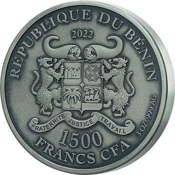 Benin. 1500 Francs 2022 Falcon Urban Hunters, 3 Oz (.999)