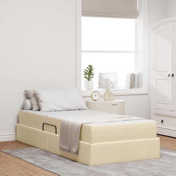 vidaXL Opbergbed met matras met opslag Crème 90 x 200 cm, Verzenden