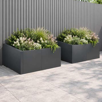 vidaXL Keermuur 4 st 100 x 100 x 30 cm Staal Antraciet, Tuin en Terras, Verzenden, Nieuw