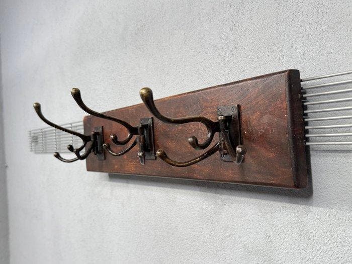 Authentieke kapstok met draaibare haken - Kapstok - Hout,, Antiek en Kunst, Curiosa en Brocante